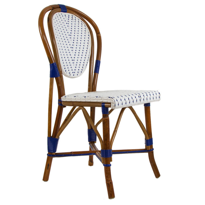 White & Blue Mediterranean Bistro Chair (L)