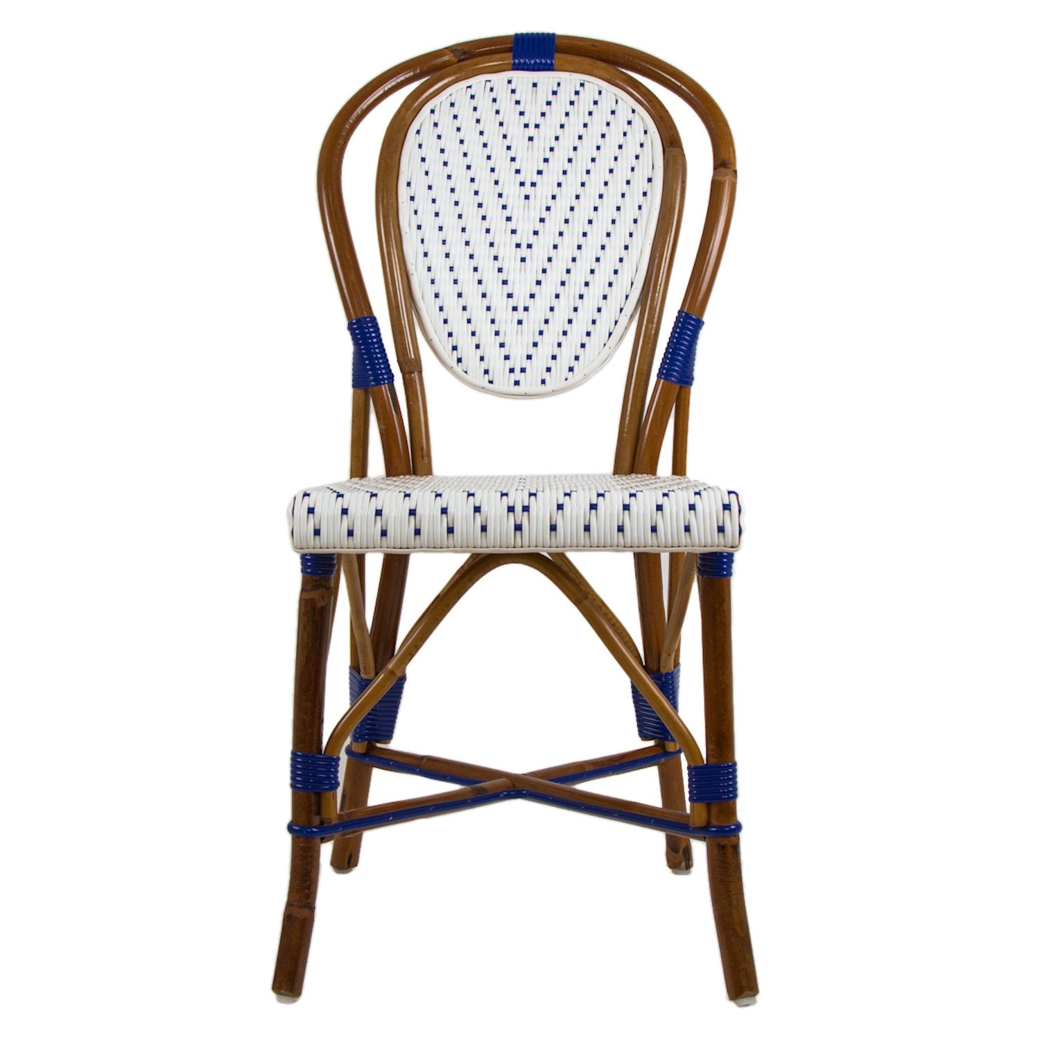 White & Blue Mediterranean Bistro Chair (L)