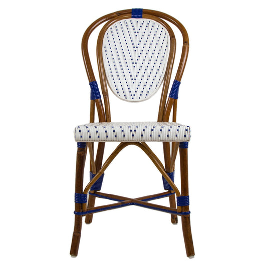 White & Blue Mediterranean Bistro Chair (L)