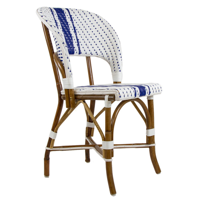 White & Blue Mediterranean Bistro Wrap Back Chair (D)