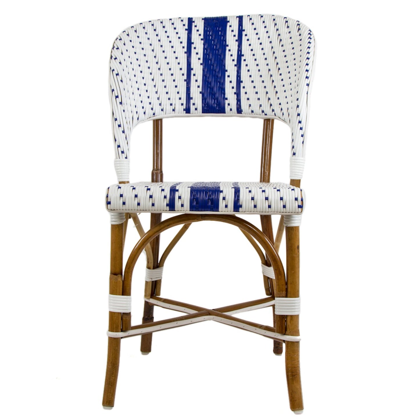 White & Blue Mediterranean Bistro Wrap Back Chair (D)