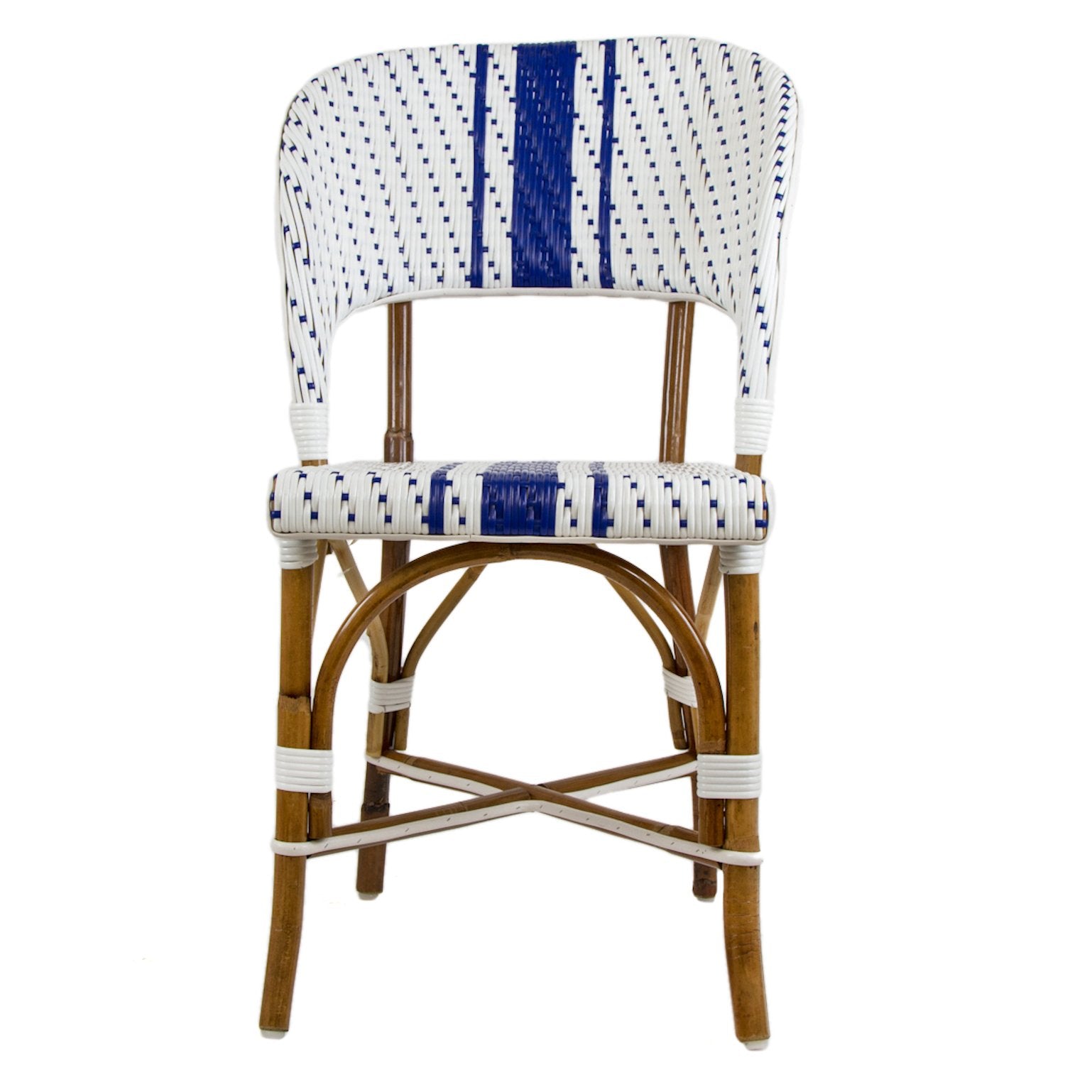 White & Blue Mediterranean Bistro Wrap Back Chair (D)