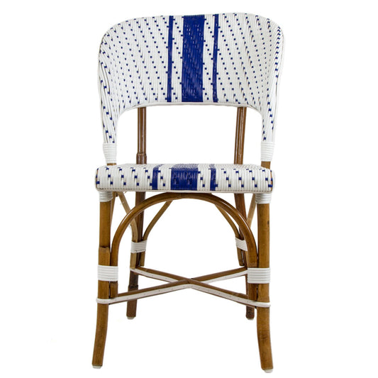 White & Blue Mediterranean Bistro Wrap Back Chair (D)