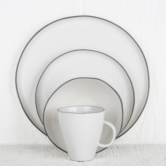 White and Grey Ceramic Dinner Plate 