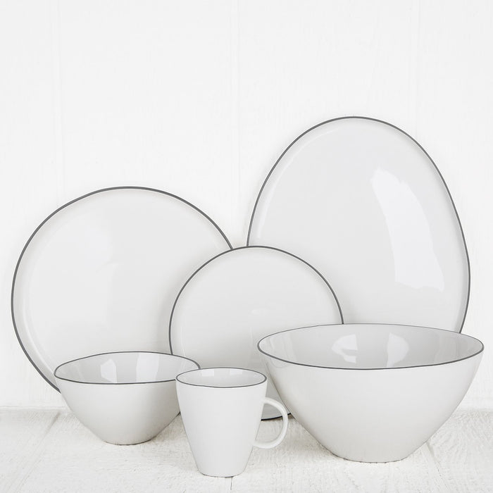 White and Grey Ceramic Dinner Plate 