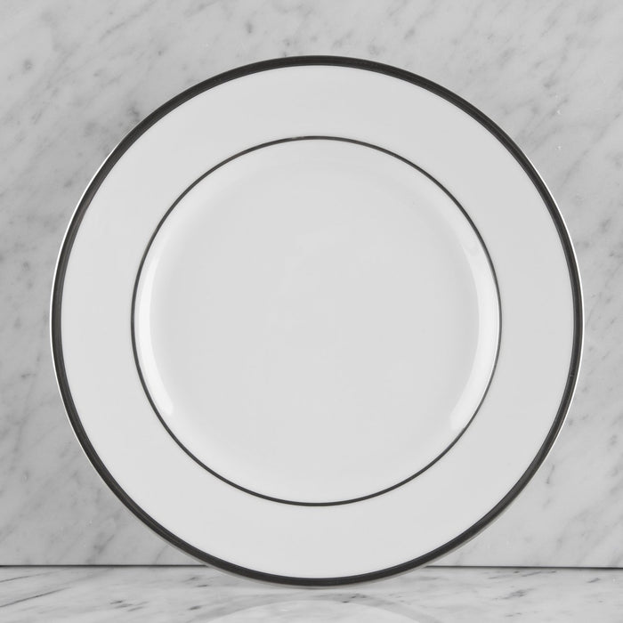 White and Silver Ceramic Dessert Plate (8.25")