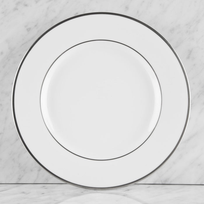 White and Silver Ceramic Dinner Plate