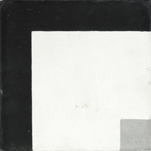 White, Black & Grey Trigris Corner Carocim Tile (8" x 8") (Individual Tile)