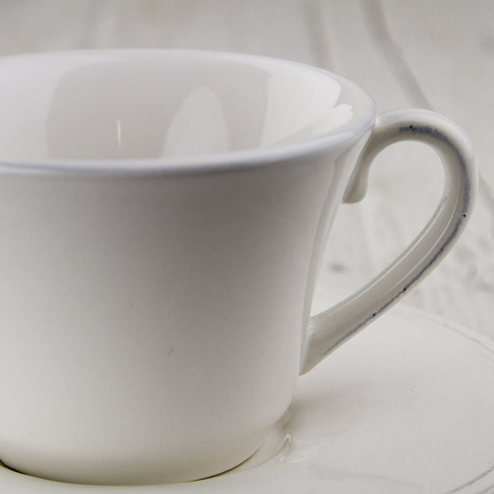 White Impressions Teacup with Saucer