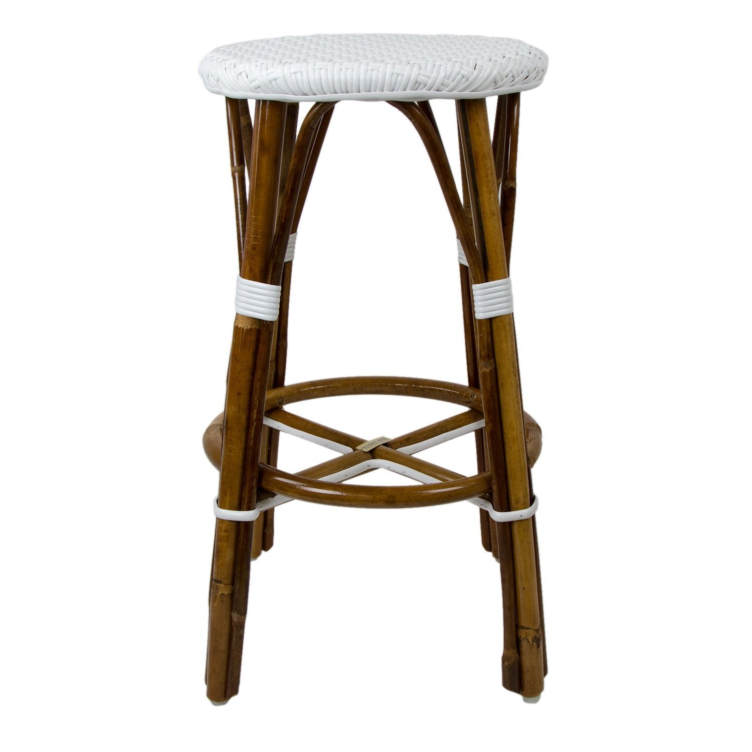 White Counter Height Mediterranean Bistro Bar Stool (26" h) (E)