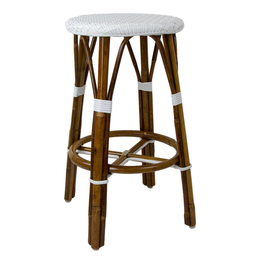 White Counter Height Mediterranean Bistro Bar Stool (26" h) (E)