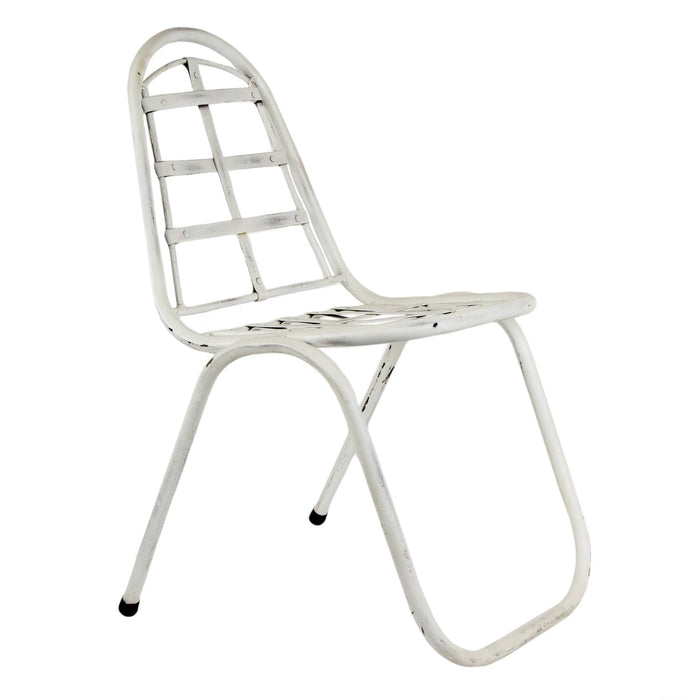 White Vintage Iron Chair with Assorted Vintage Cushion