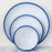White with Blue Trim Tinware Dinner Plate