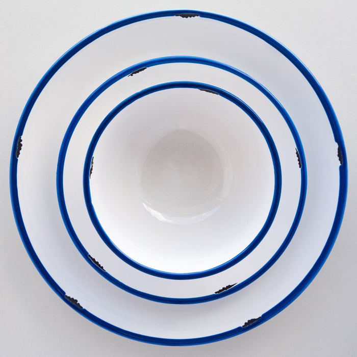 White with Blue Trim Tinware Salad Plate