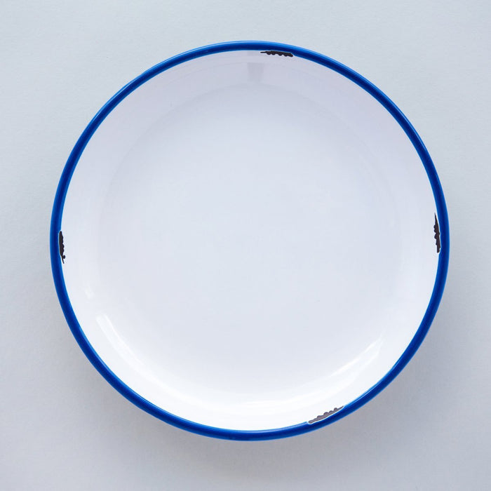 White with Blue Trim Tinware Salad Plate