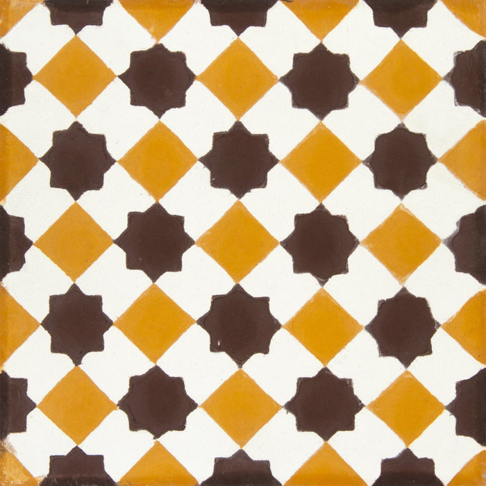Yellow, White & Chocolate Petit Latti Carocim Tile (8" x 8") (pack of 12)