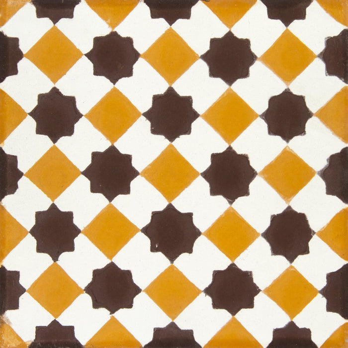 Yellow, White & Chocolate Petit Latti Carocim Tile (8" x 8") (pack of 12)